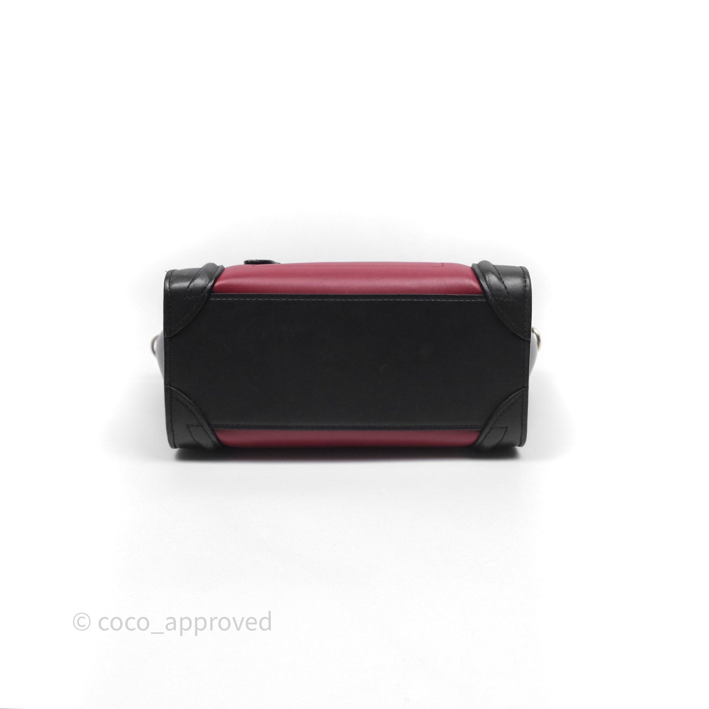 Celine Nano Luggage Satin Calfskin Gold Hardware Red/ Dark Brown