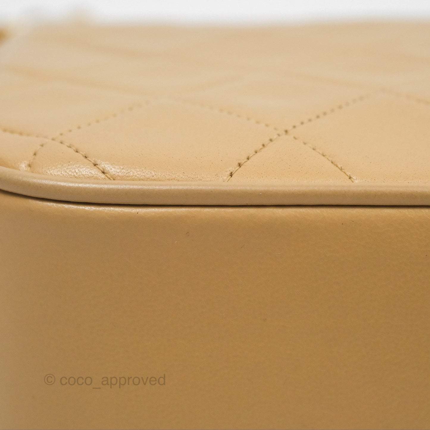 Chanel Vintage Flap Bag Beige Lambskin Gold Hardware