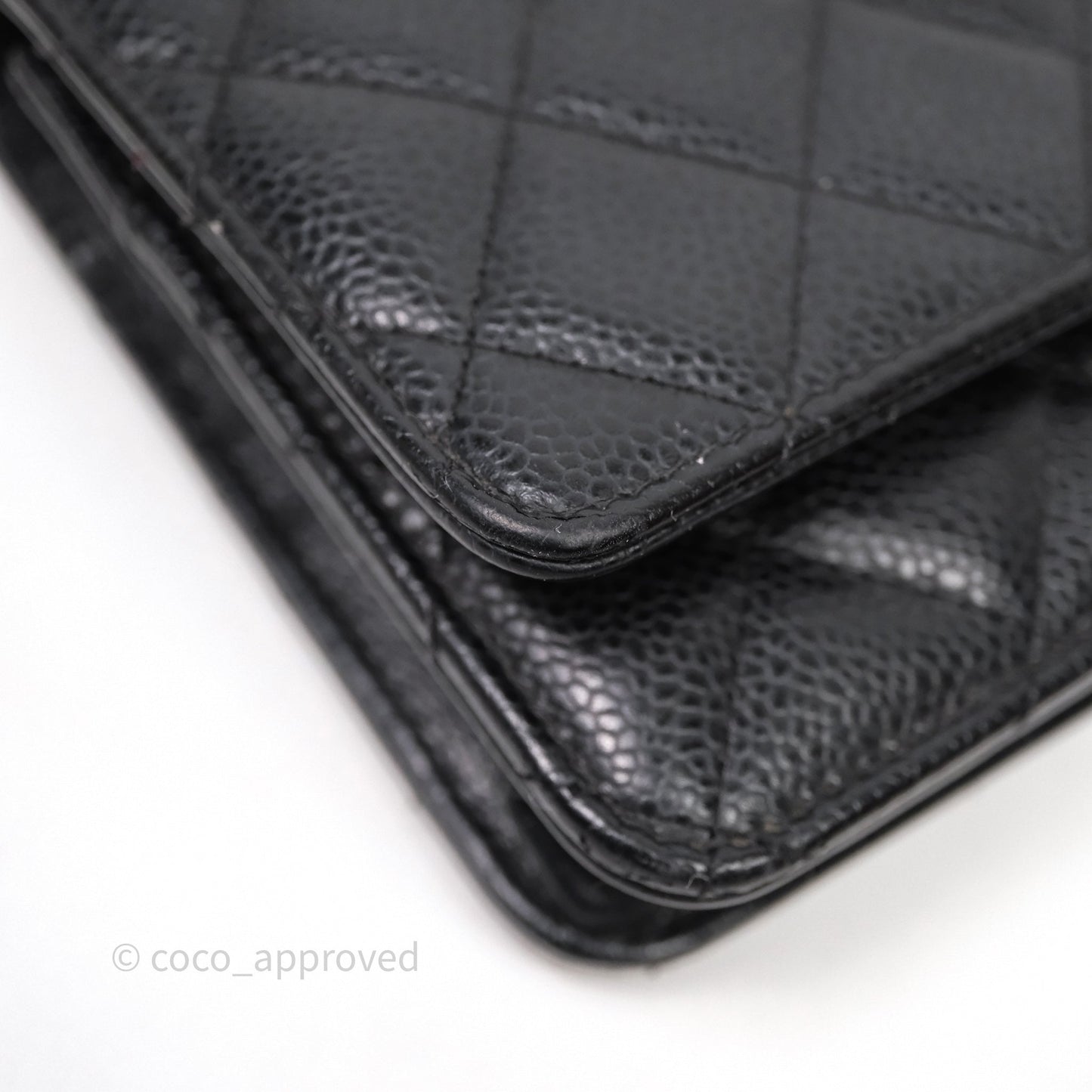 Chanel Classic Wallet On Chain WOC Quilted Black Caviar Gold Hardware