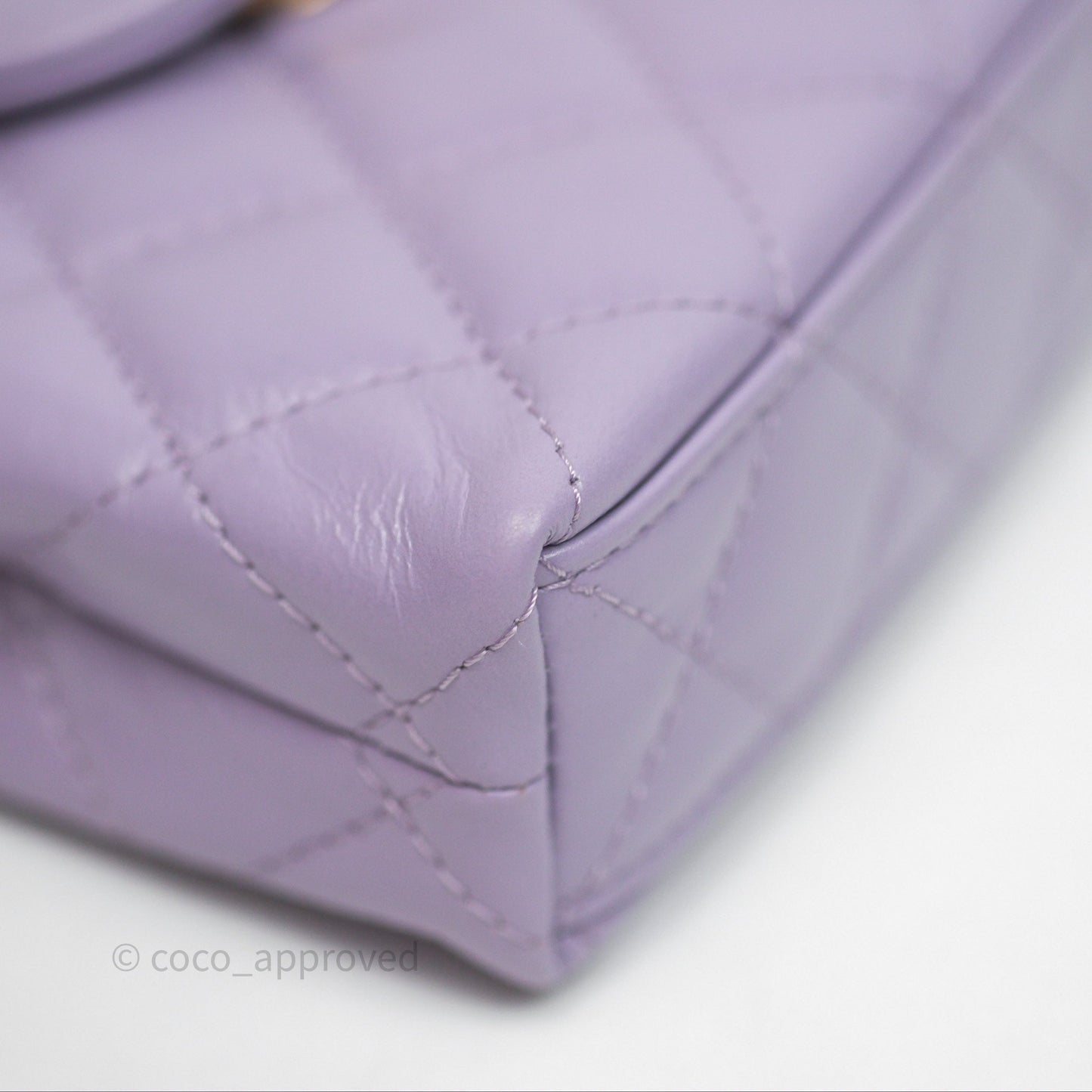 Chanel Mini Nano Kelly Bag Purple Shiny Calfskin Aged Gold Hardware