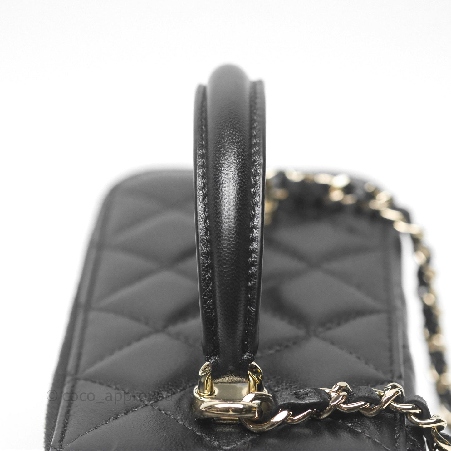 Chanel Vanity Rectangular Top Handle Black Lambskin Gold Hardware