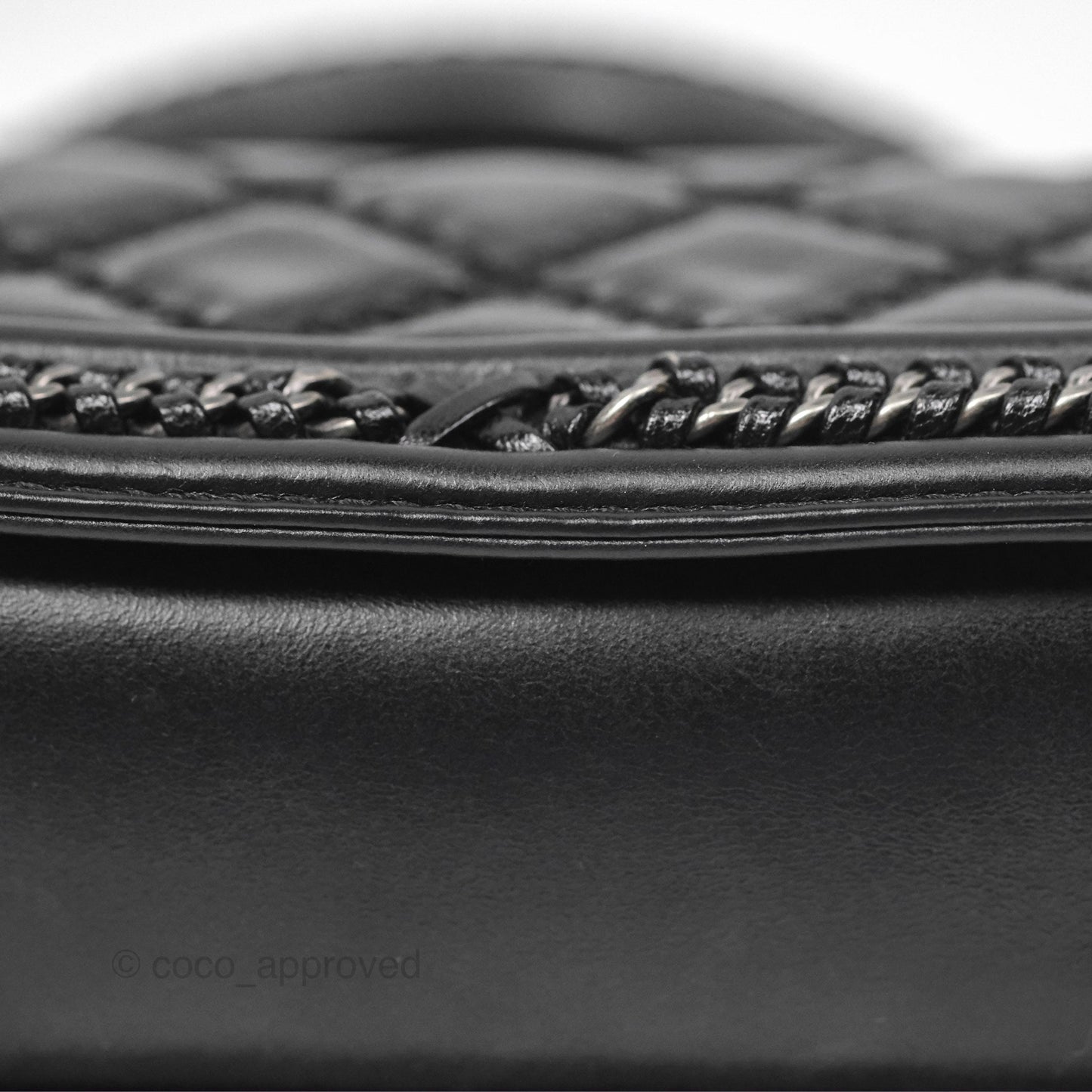 Chanel Small Chain Around Top Handle Boy Black Calfskin Ruthenium Hardware