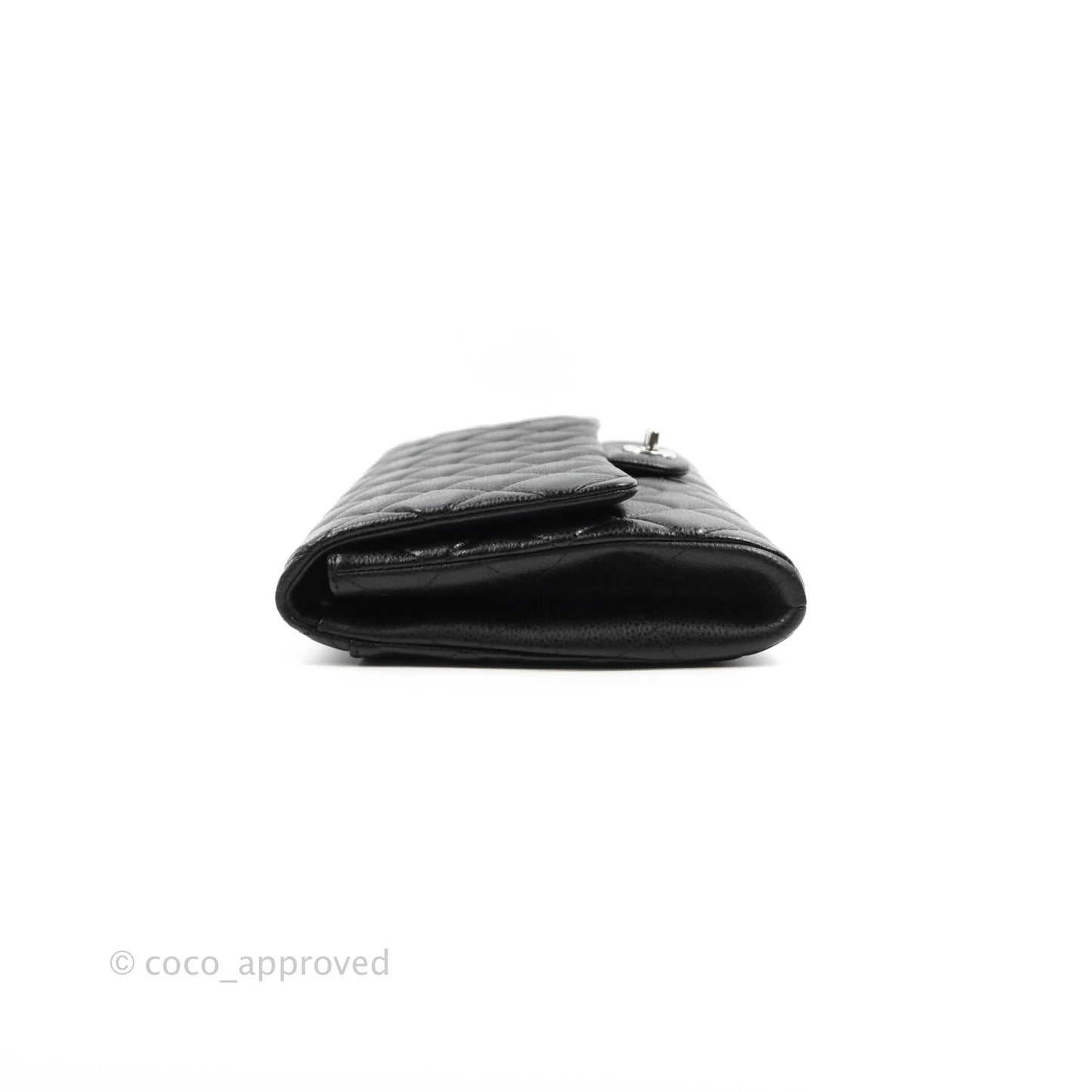 Chanel Quilted Clutch with Chain Caviar Black Silver Hardware
