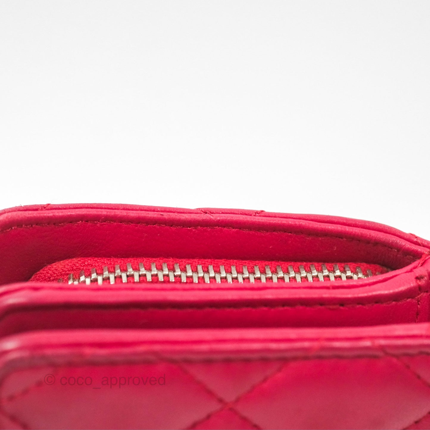 Chanel Quilted Classic French Wallet Lambskin Red Silver Hardware