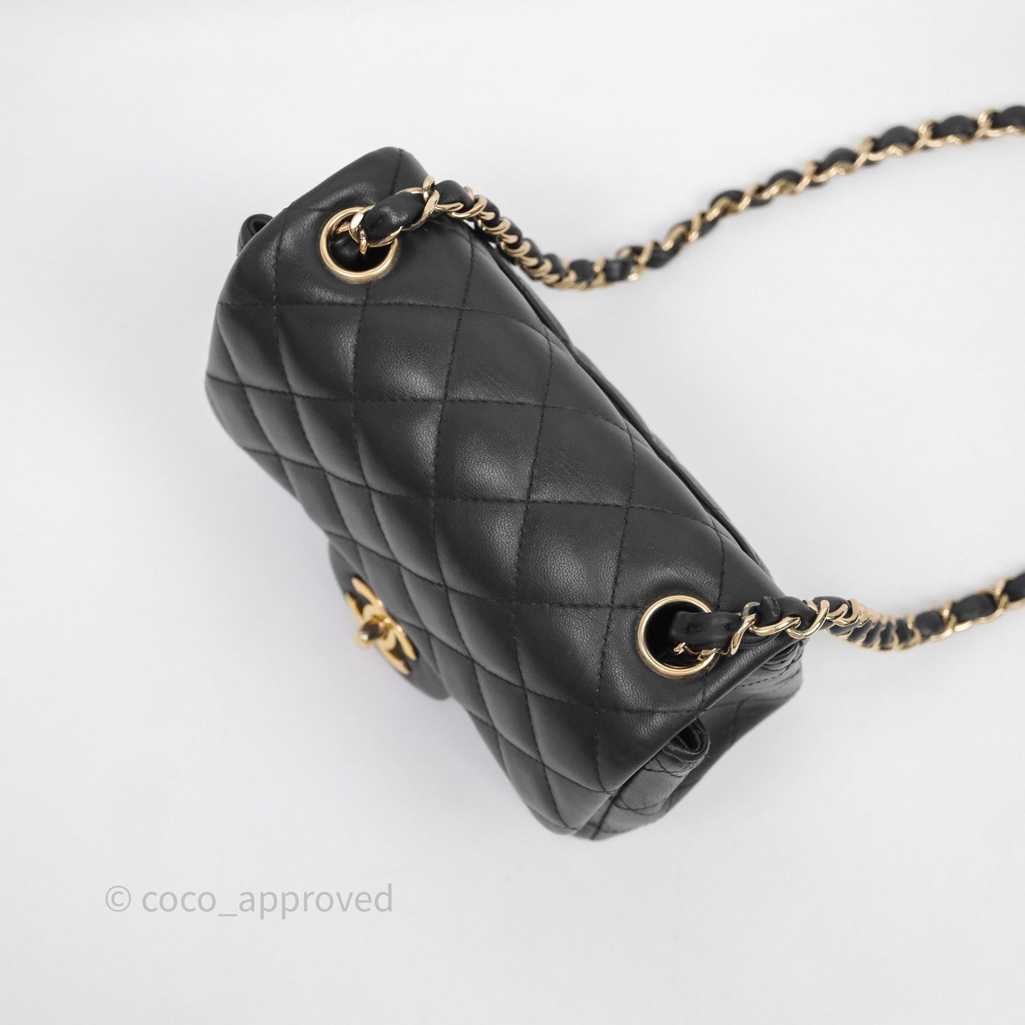 Chanel Mini Square Quilted Black Lambskin Gold Hardware