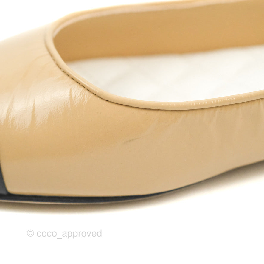 Chanel Cap Toe Ankle Chain Ballerina Flats Black/Beige