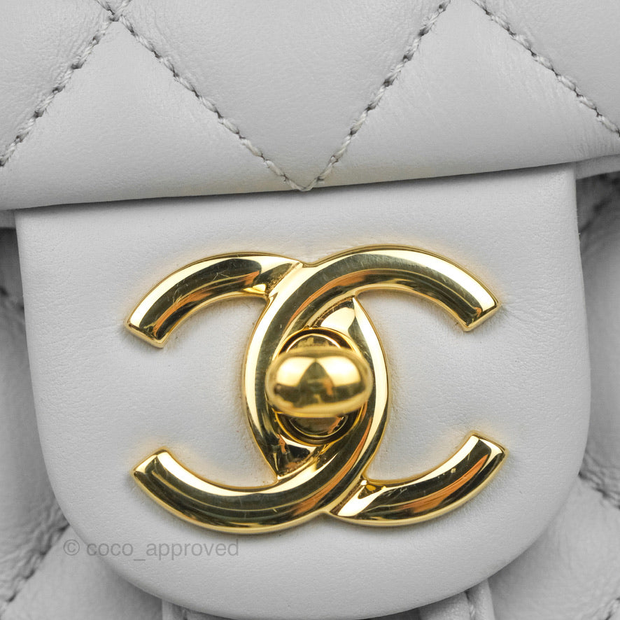 Chanel Large Quilted Urban Spirit Backpack Grey Gold Hardware