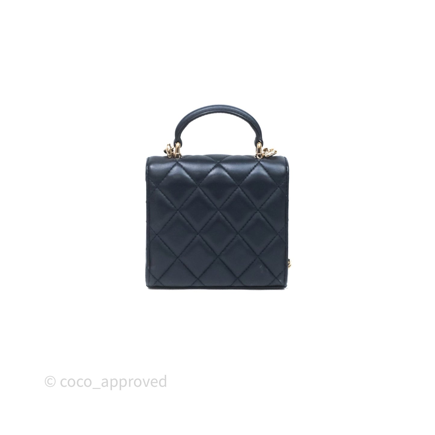 Chanel Mini Handle Clutch With Chain Iridescent Dark Navy Lambskin Gold Hardware