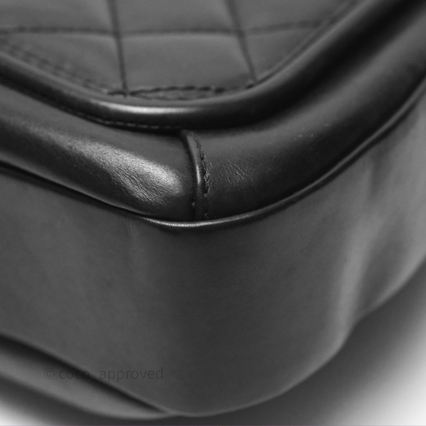 Chanel Quilted Large Prestige Top Handle Flap Calfskin Black Ruthenium Hardware