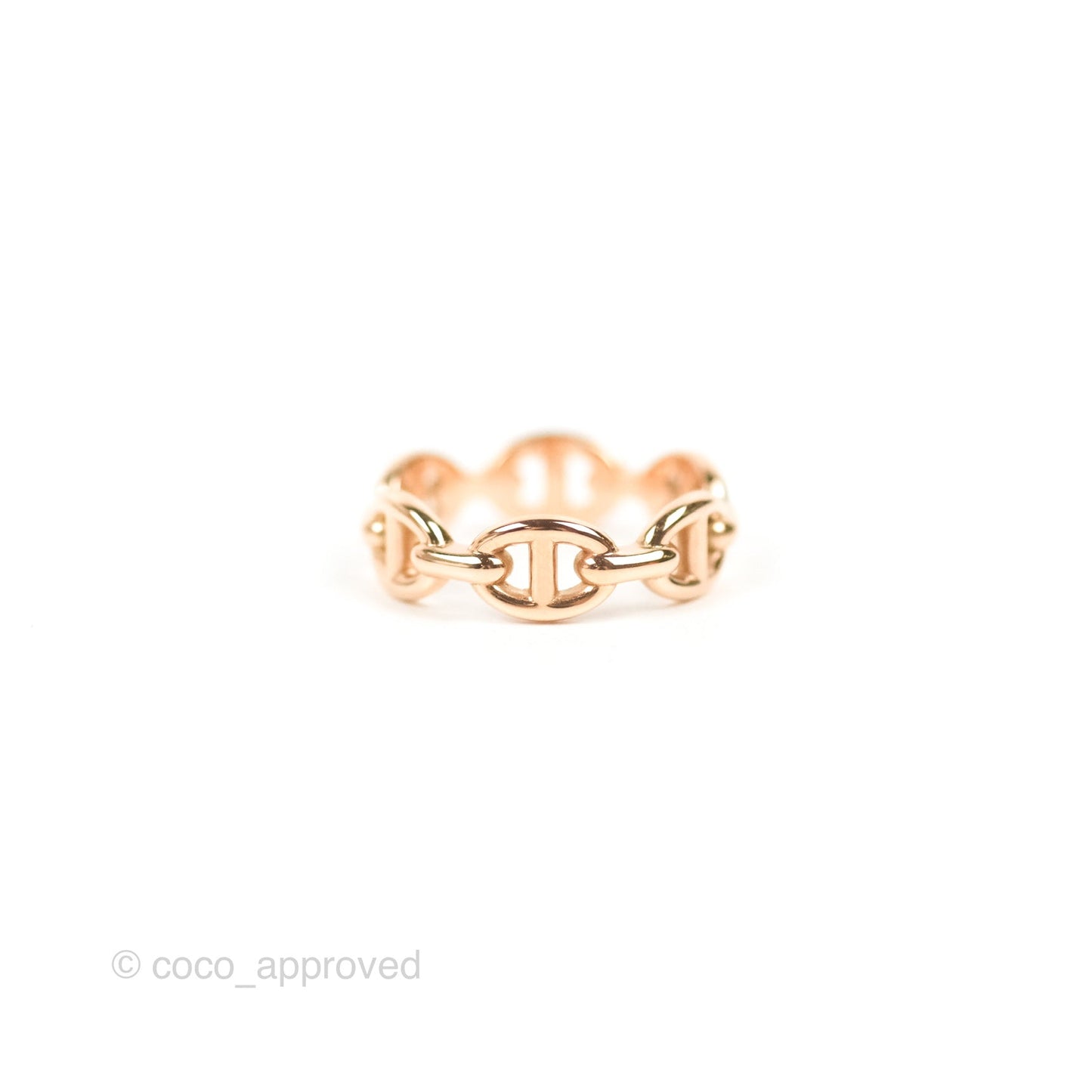 Hermès Chaine d'Ancre Enchainee Band Ring PM Rose Gold Size 51