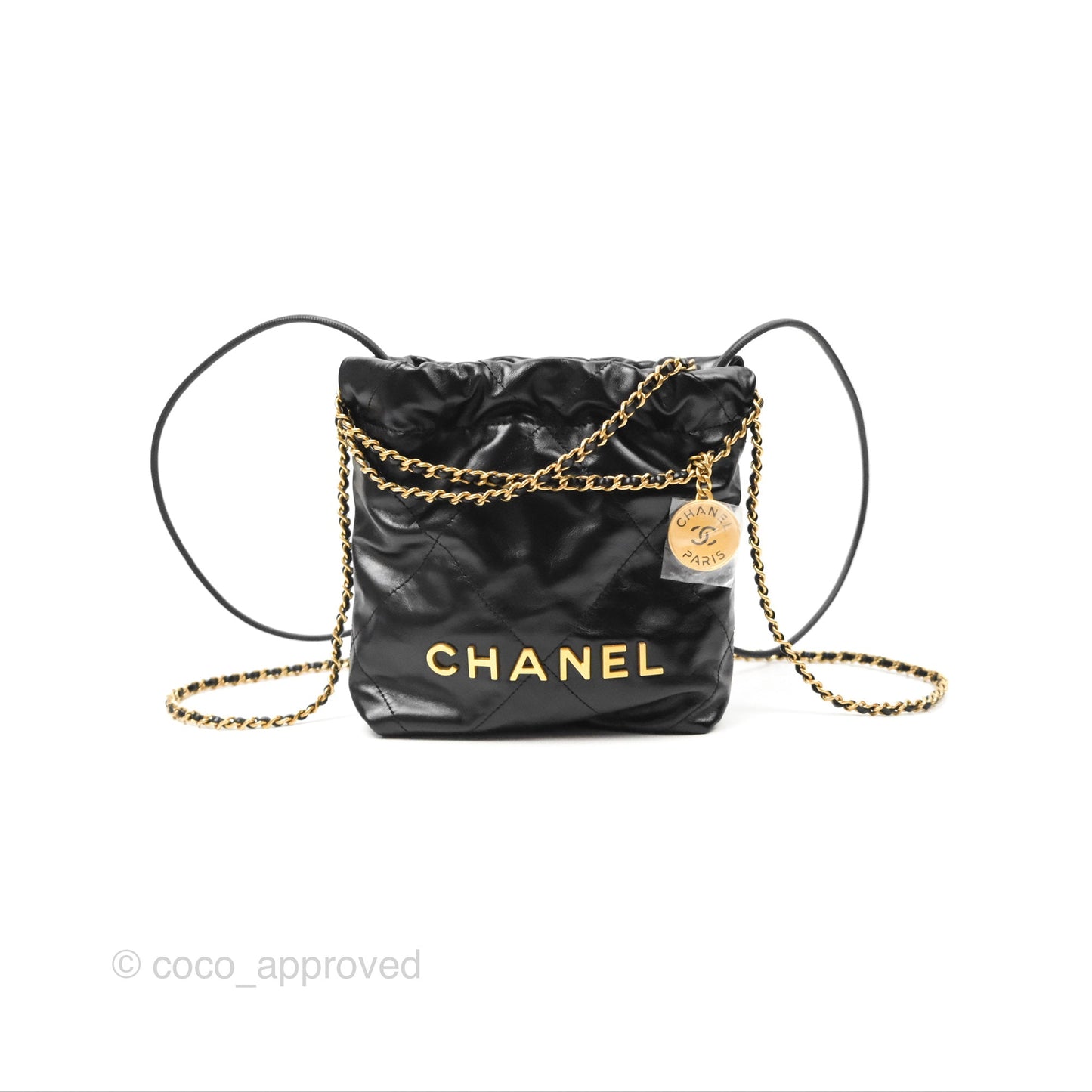 Chanel 22 Mini Bag Black Crumpled Calfskin