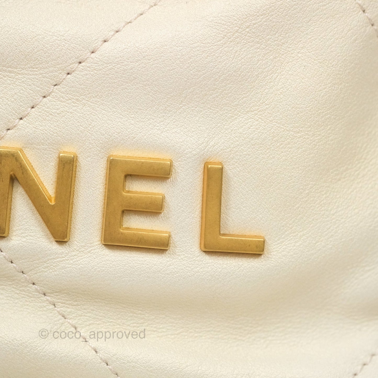 Chanel 22 Mini Bag Iridescent Light Pearly Calfskin Aged Gold Hardware