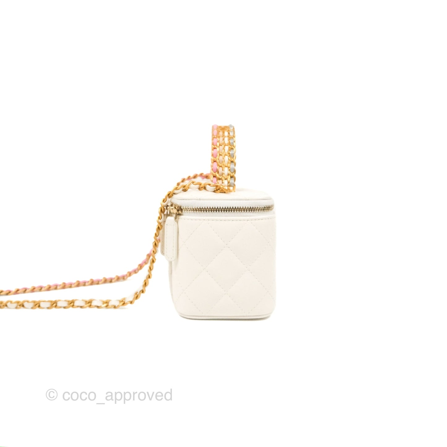 Chanel Rainbow Top Handle Vanity White Glazed Lambskin 23P