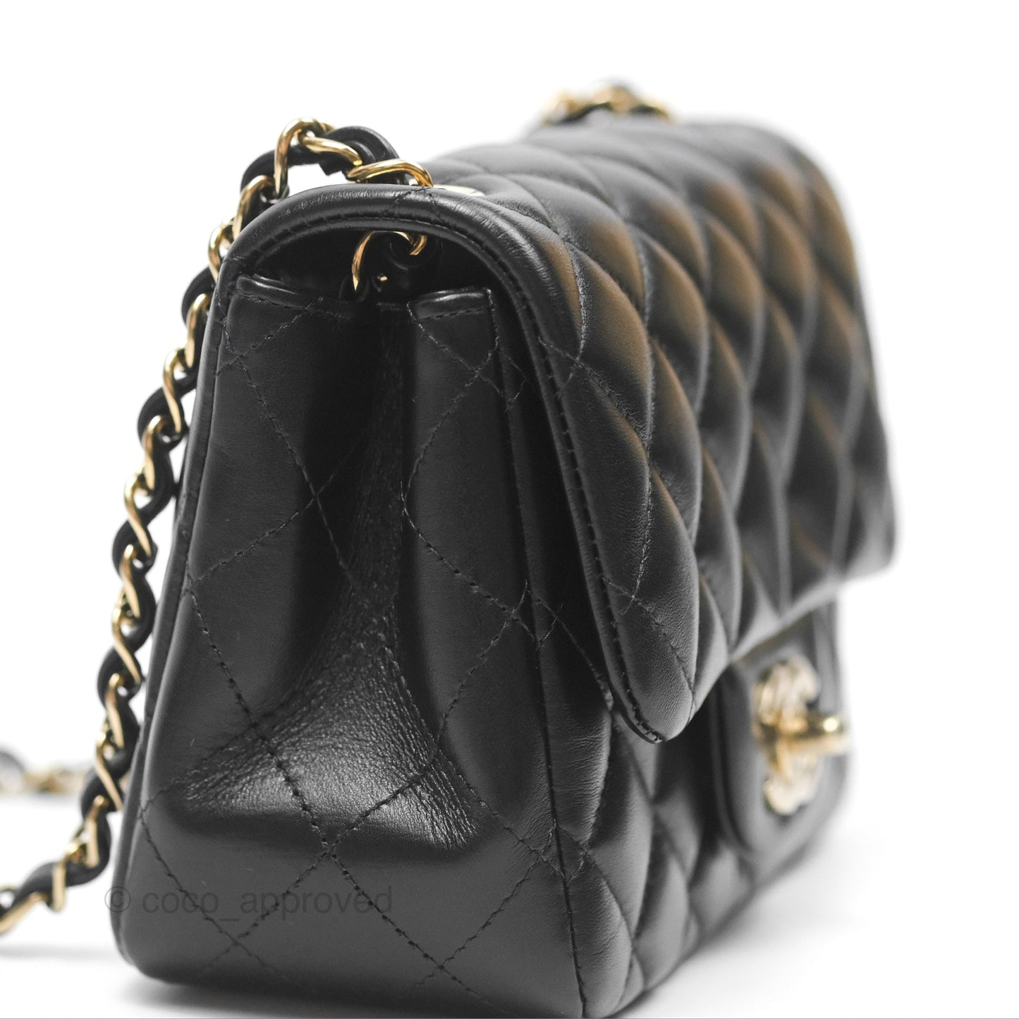 Chanel Mini Square Black Lambskin Gold Hardware