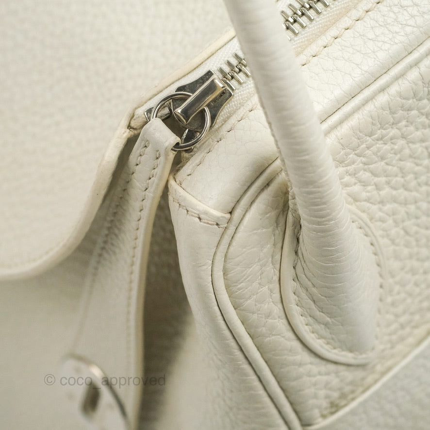 Hermes Lindy 30 White Clemence Palladium Hardware