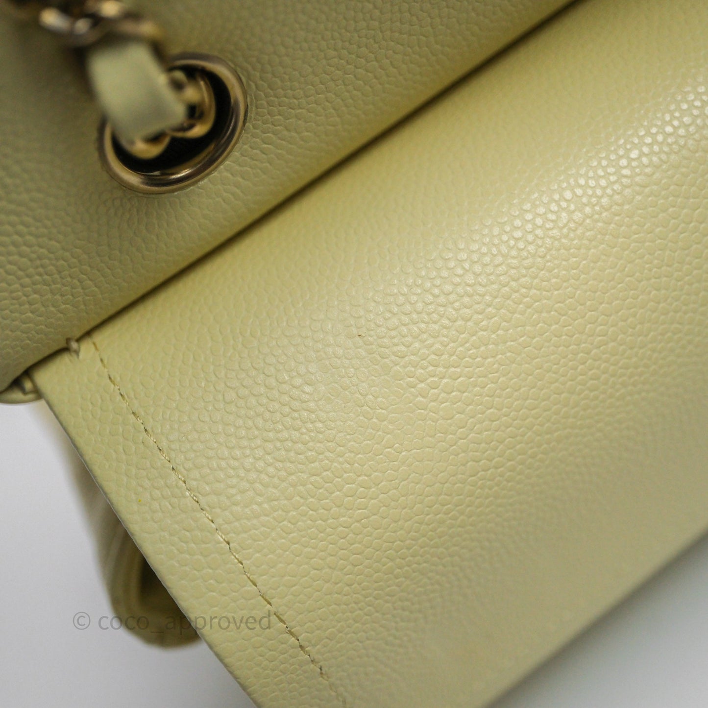 Chanel Small Classic Quilted Flap Yellow Caviar Gold Hardware