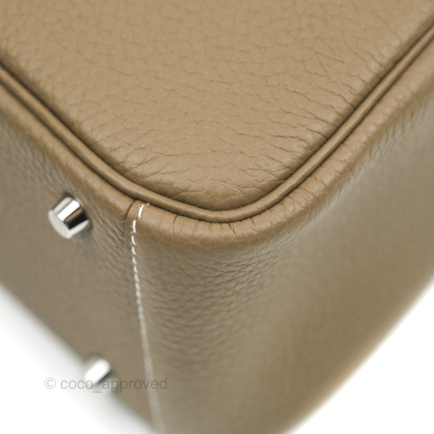 Hermès Mini Lindy 20 Etoupe Clemence Silver Hardware