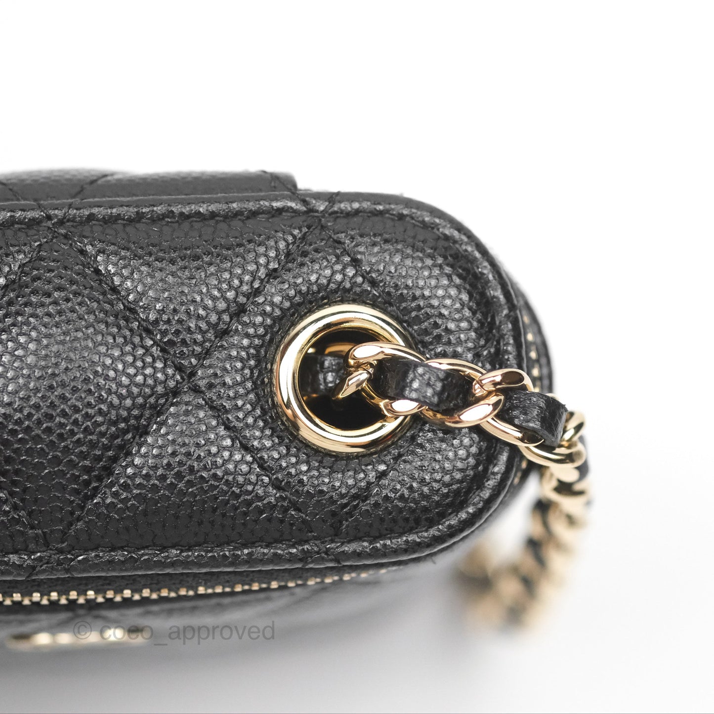 Chanel Classic Mini Vanity With Chain Black Caviar Gold Hardware