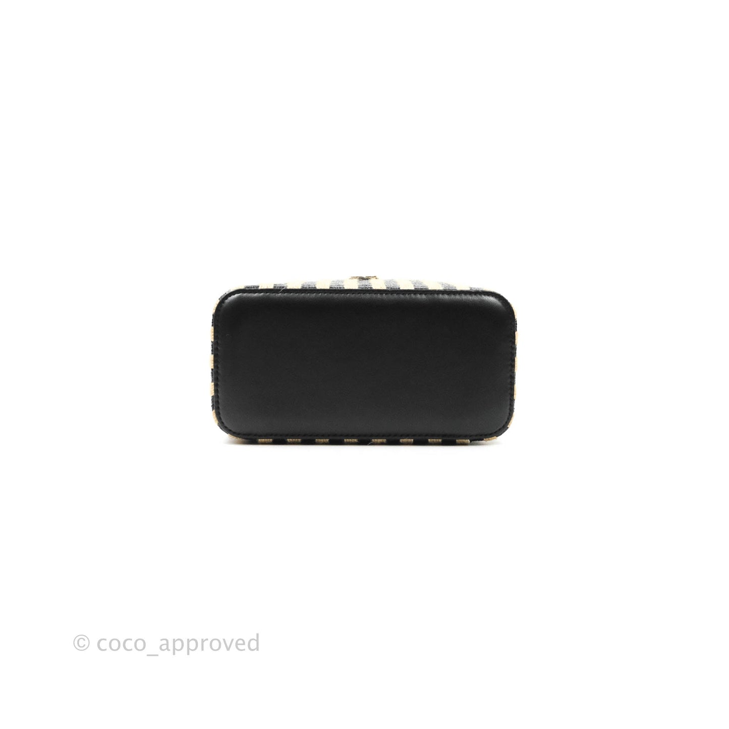 Chanel Vanity with Chain Raffia Jute Thread Black & Beige Gold Hardware