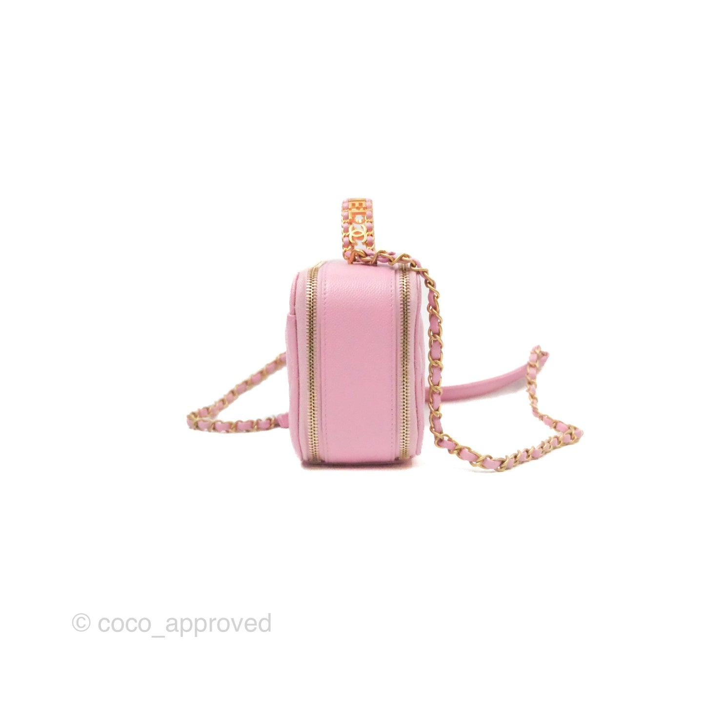 Chanel Caviar Quilted Pick Me Up Small Vanity Case Light Pink
