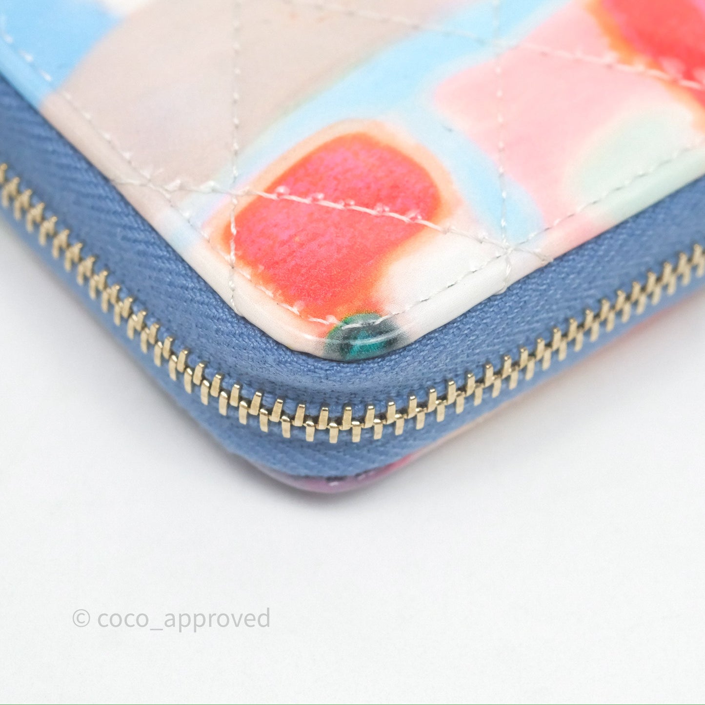 Chanel Printed Quilted Zip Coin Purse Patent Calfskin Multicolor