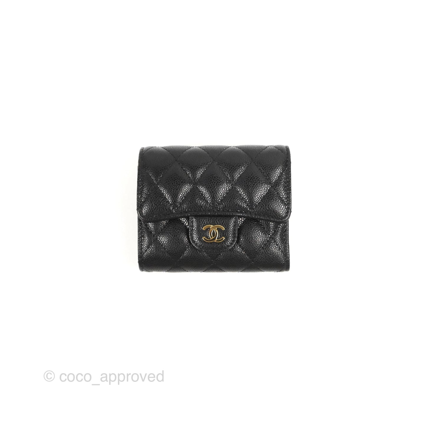 Chanel Classic Short Flap Wallet Black Caviar Gold Hardware