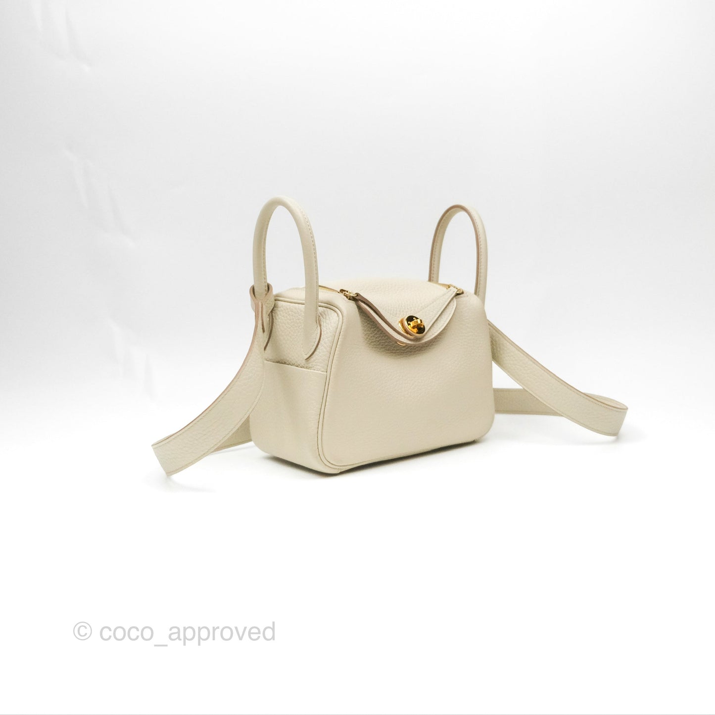 Hermès Mini Lindy 20 Beton Clemence Gold Hardware