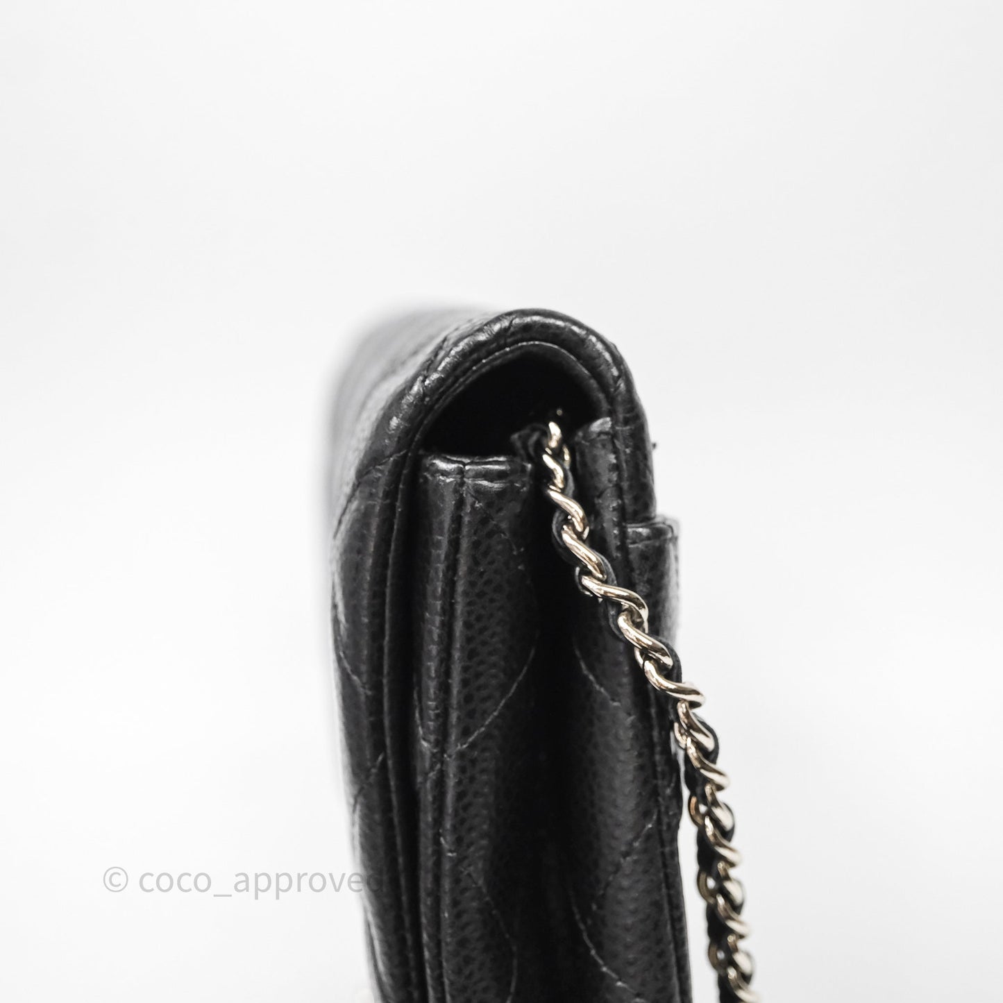 Chanel Quilted Clutch with Chain Black Caviar Silver Hardware