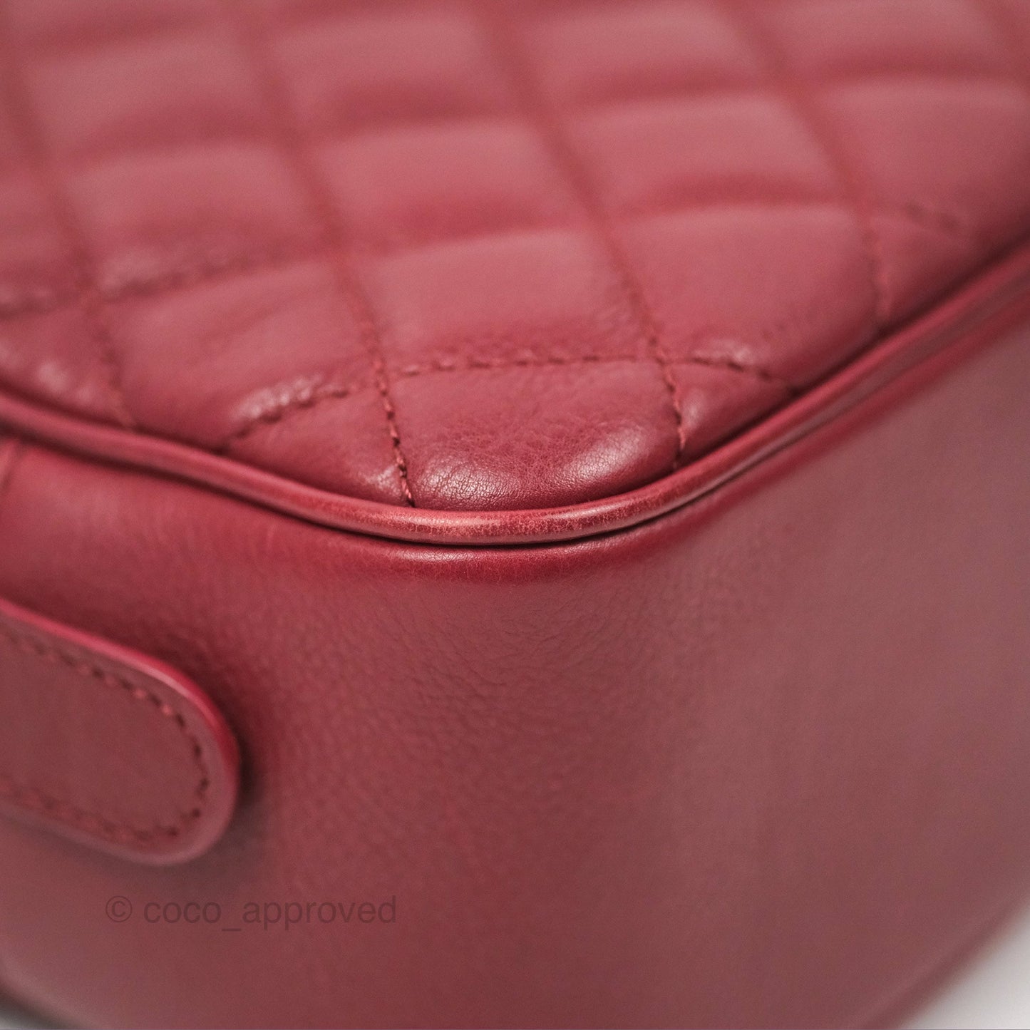 Chanel Quilted CC Small Vanity Case Dark Red Calfskin
