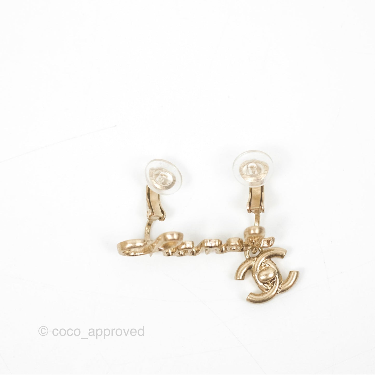 Chanel Logo CC Turnlock Ear Clips Gold Tone 21P