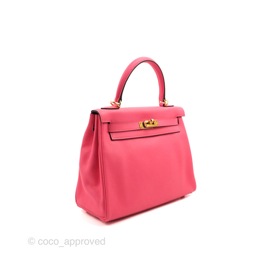 Hermès Retourne Kelly 25 Veau Swift Rose Azalee Gold Hardware