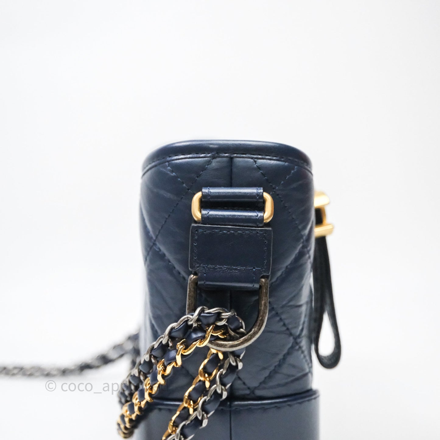 Chanel Quilted Small Gabrielle Hobo Navy Aged Calfskin Mixed Hardware