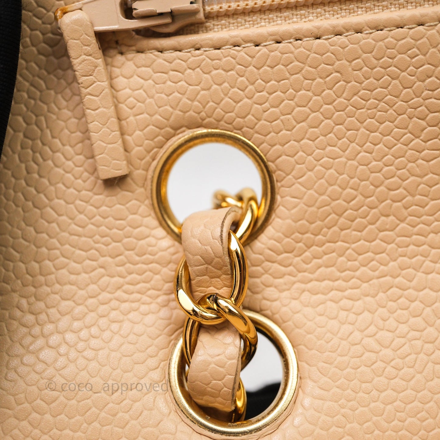 Chanel Classic M/L Medium Flap Quilted Beige Caviar Gold Hardware