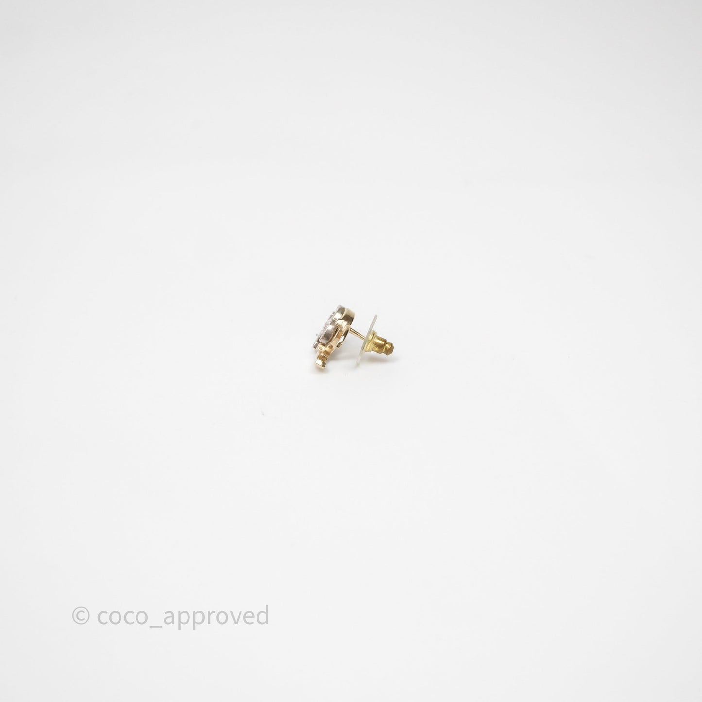 Chanel Double Crystal CC Earrings Silver & Gold Tone 21A