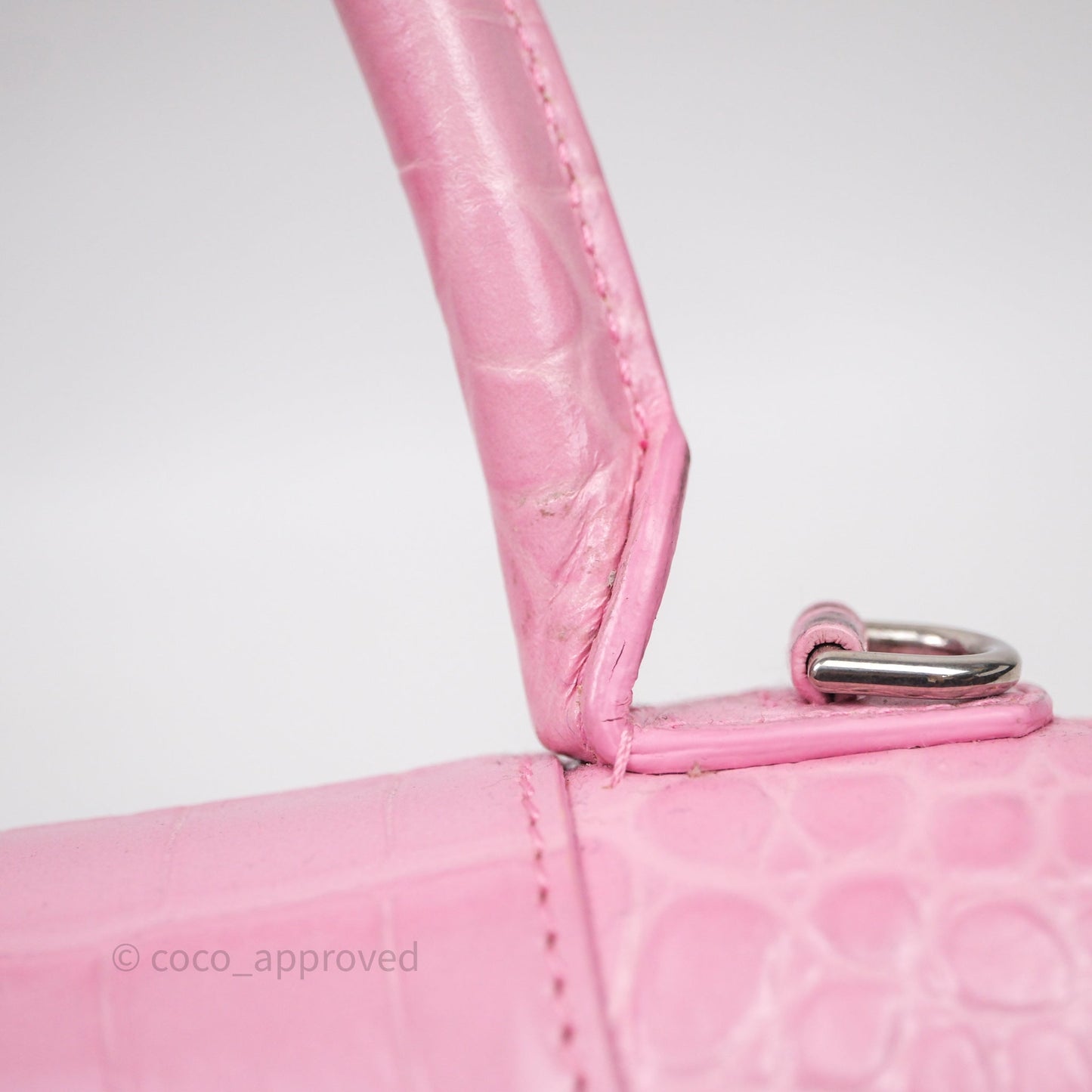 Balenciaga Small Hourglass Embossed Bag Pink