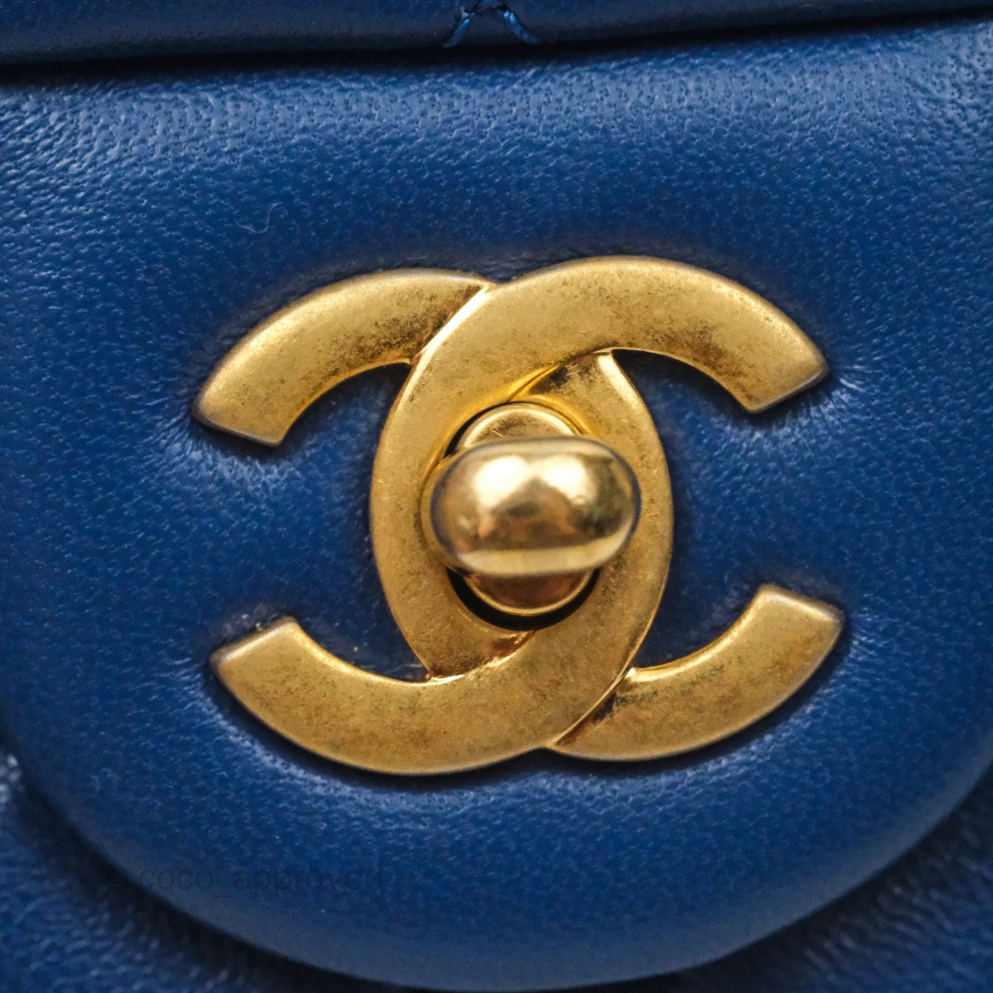 Chanel Mini Rectangular Pearl Crush Blue Lambskin Aged Gold Hardware