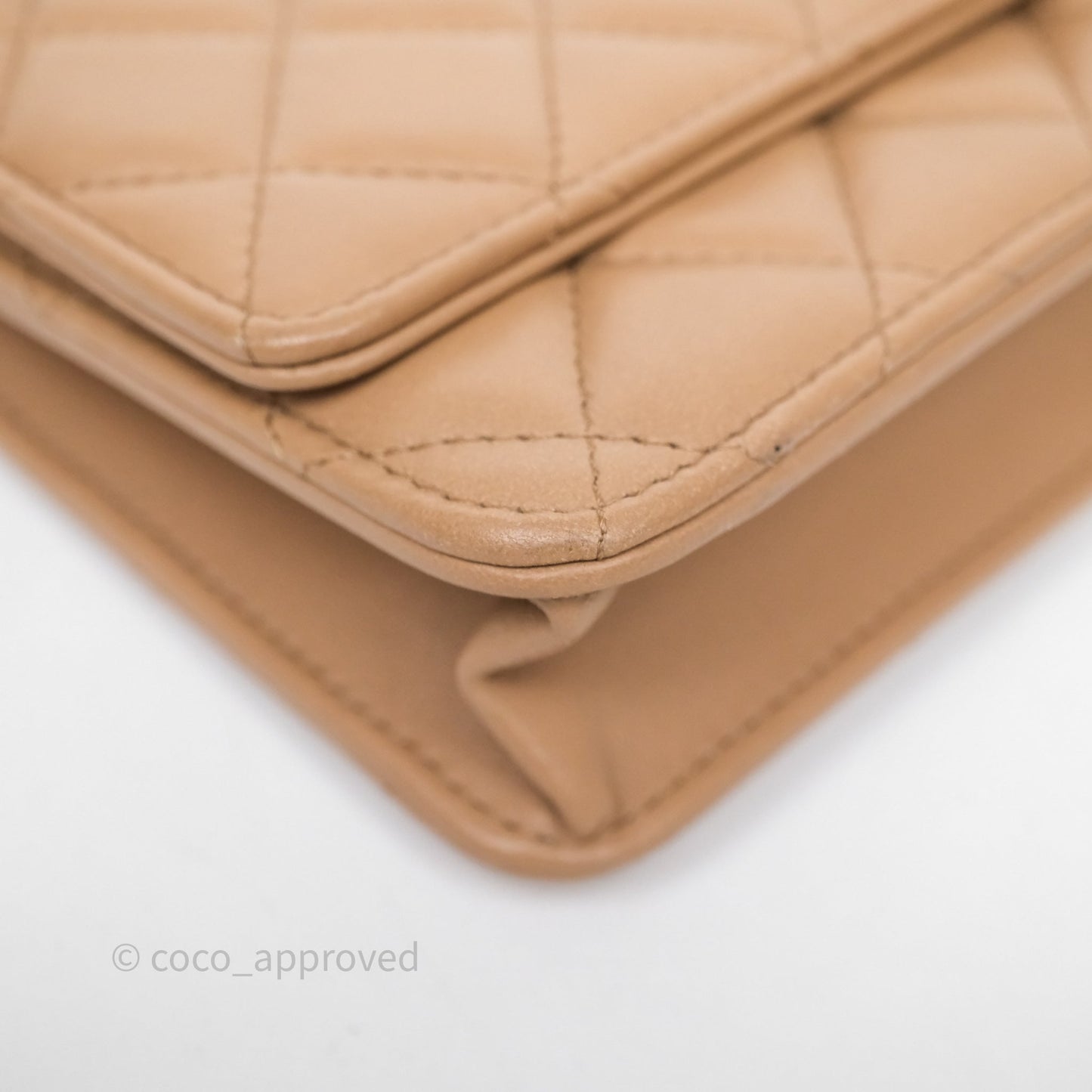 Chanel All Slide Wallet on Chain WOC Adjustable Chain Quilted Beige Lambskin