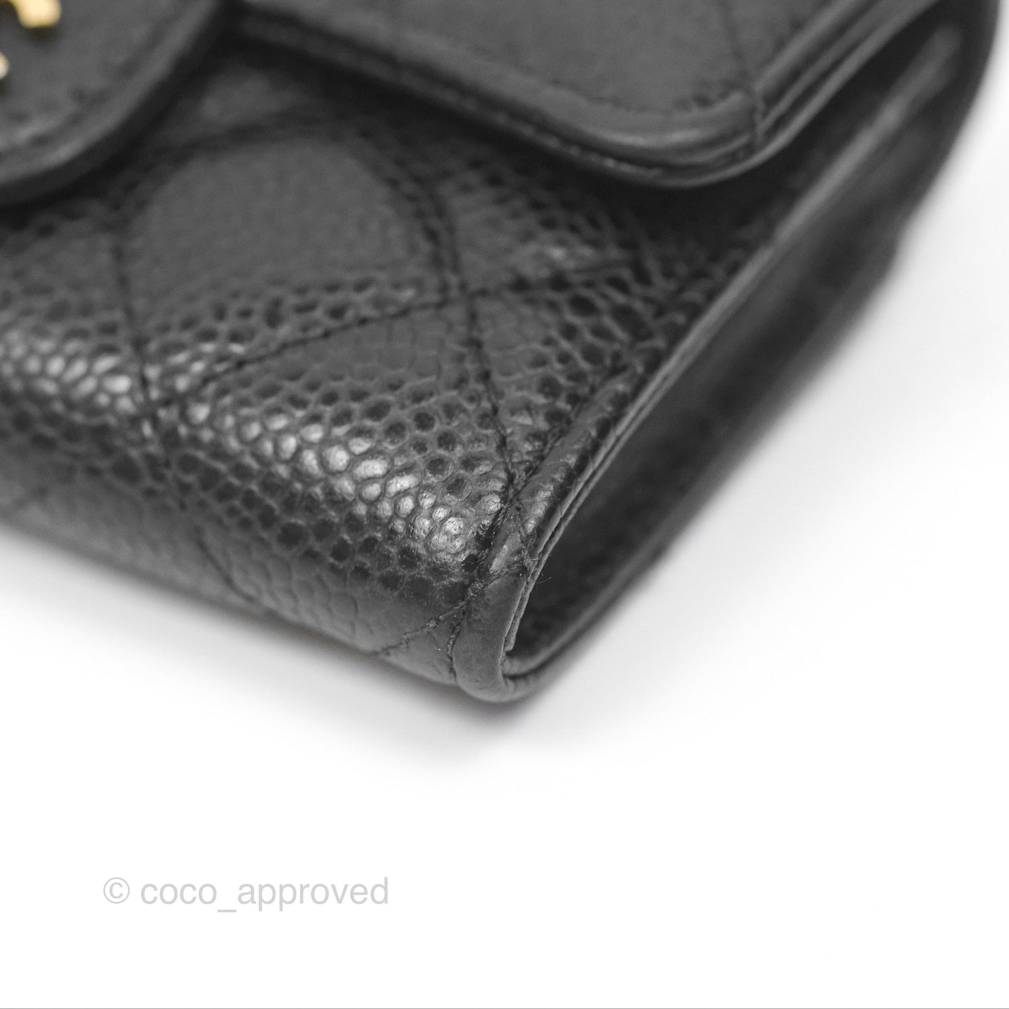 Chanel Quilted Flap Card Holder Black Caviar Gold Hardware