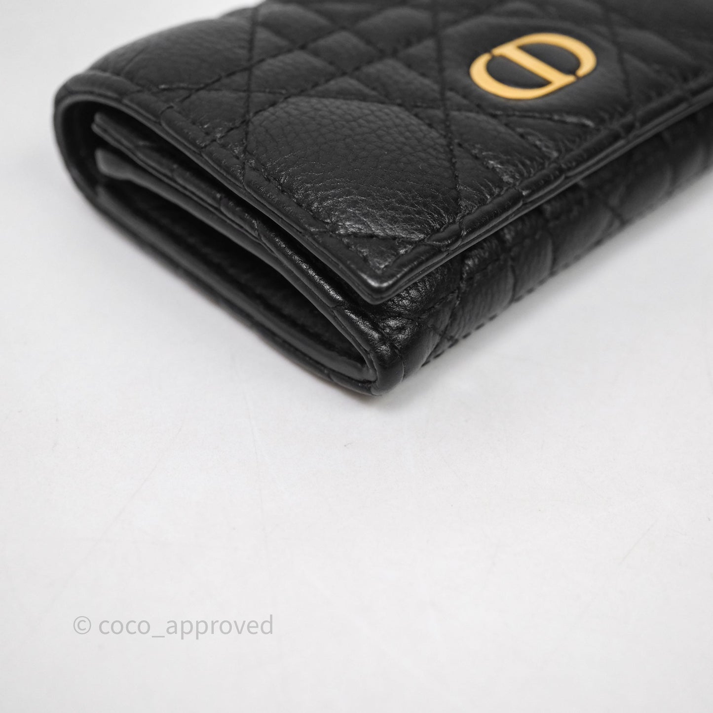 Dior Caro Glycine Wallet Black Supple Cannage Calfskin Gold Hardware