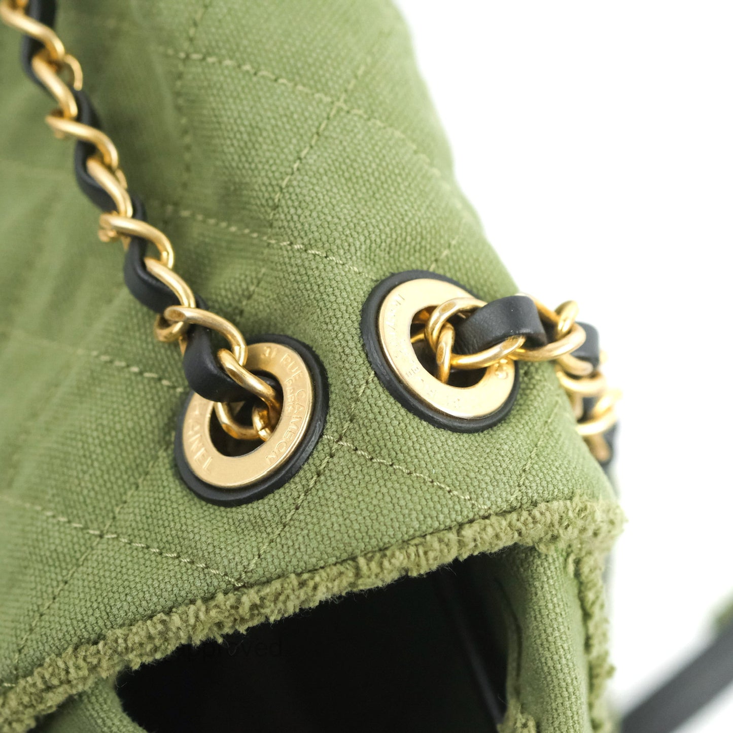Chanel Coco Cuba Patchwork Chevron Backpack Green Canvas 2017 Cruise