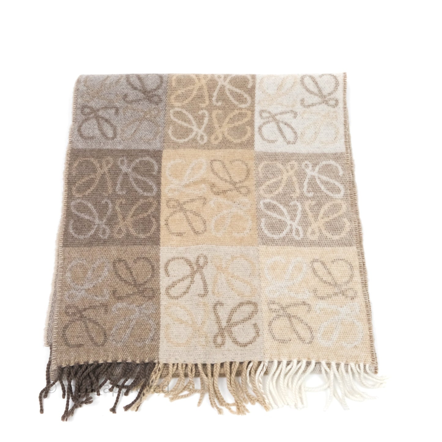 Loewe Anagram Wool Cashmere Scarf Beige