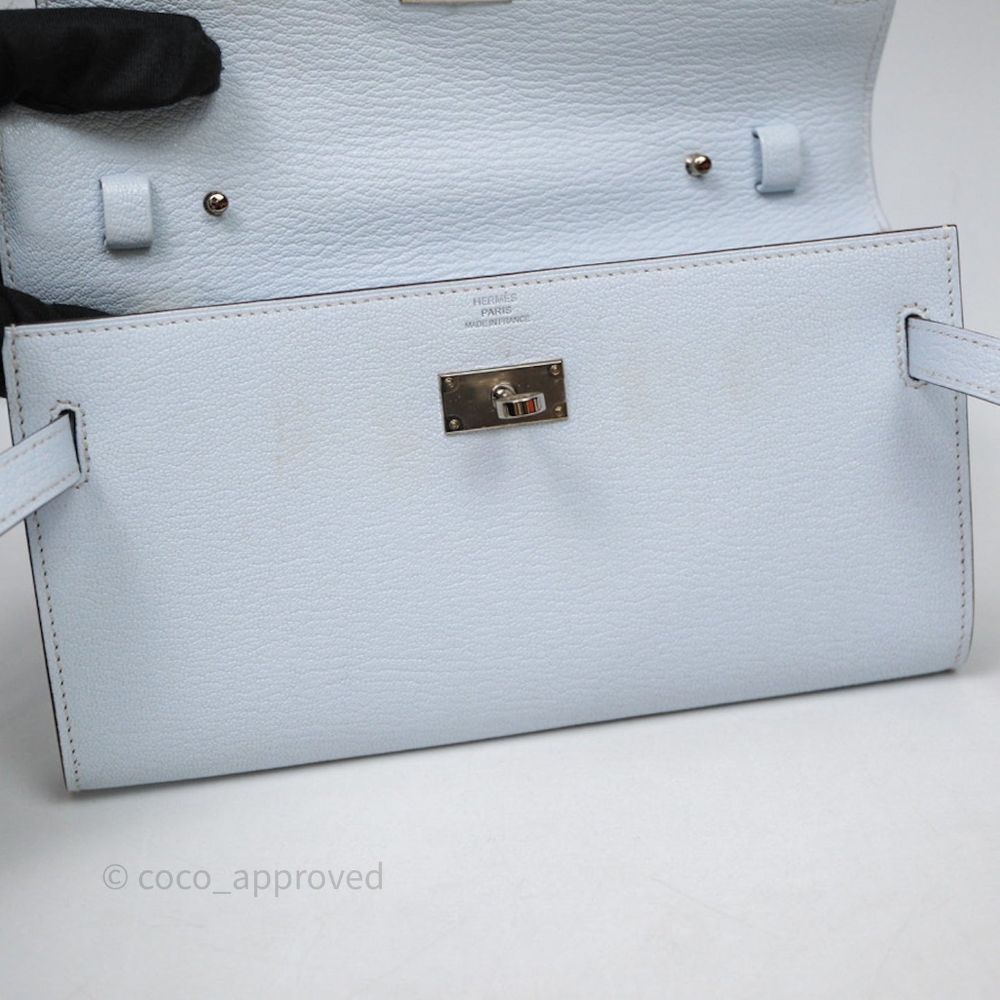 Hermès Kelly To Go Bleu Brume T0 Chèvre Mysore Palladium Hardware