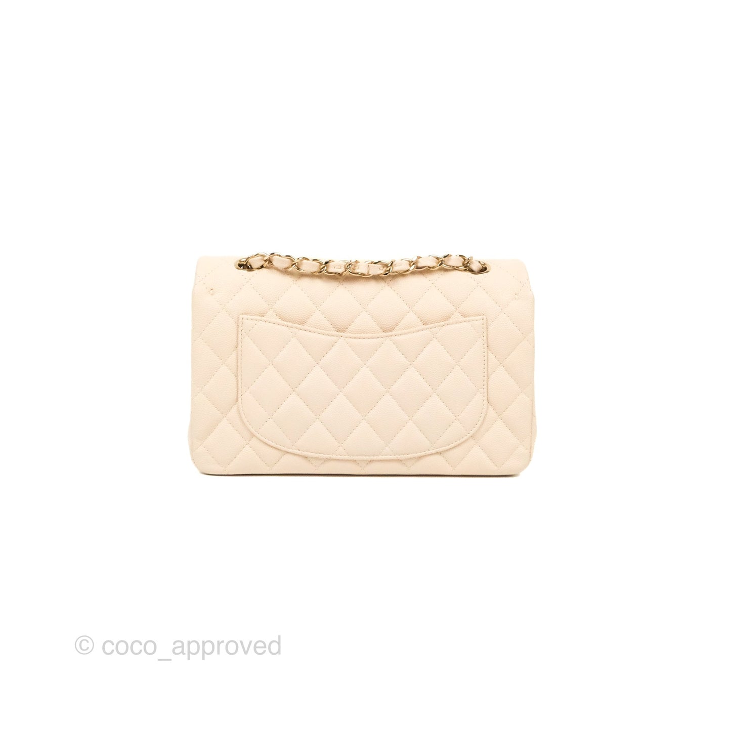 Chanel Small Classic Quilted Flap Light Ivory Beige Caviar Gold Hardware 20C