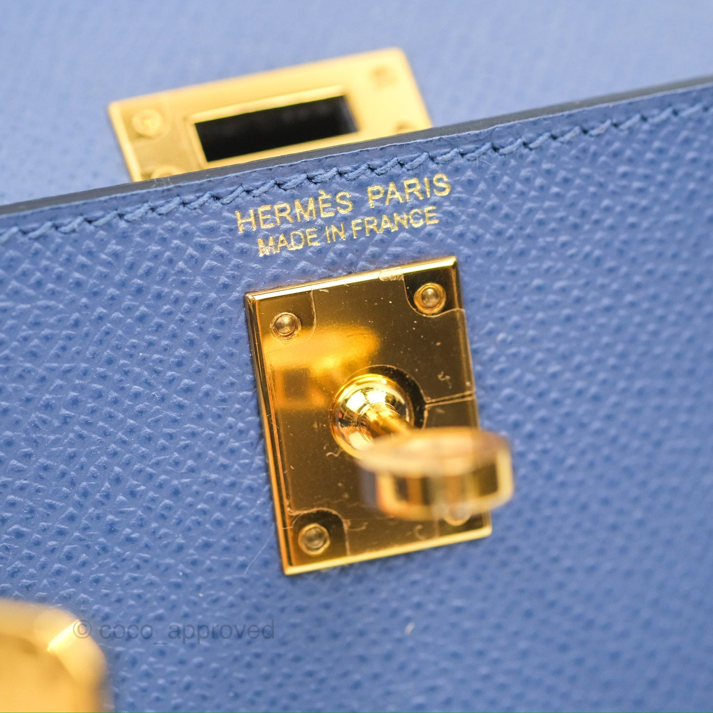 Hermès Mini Kelly II Bleu Brighton Epsom Gold Hardware