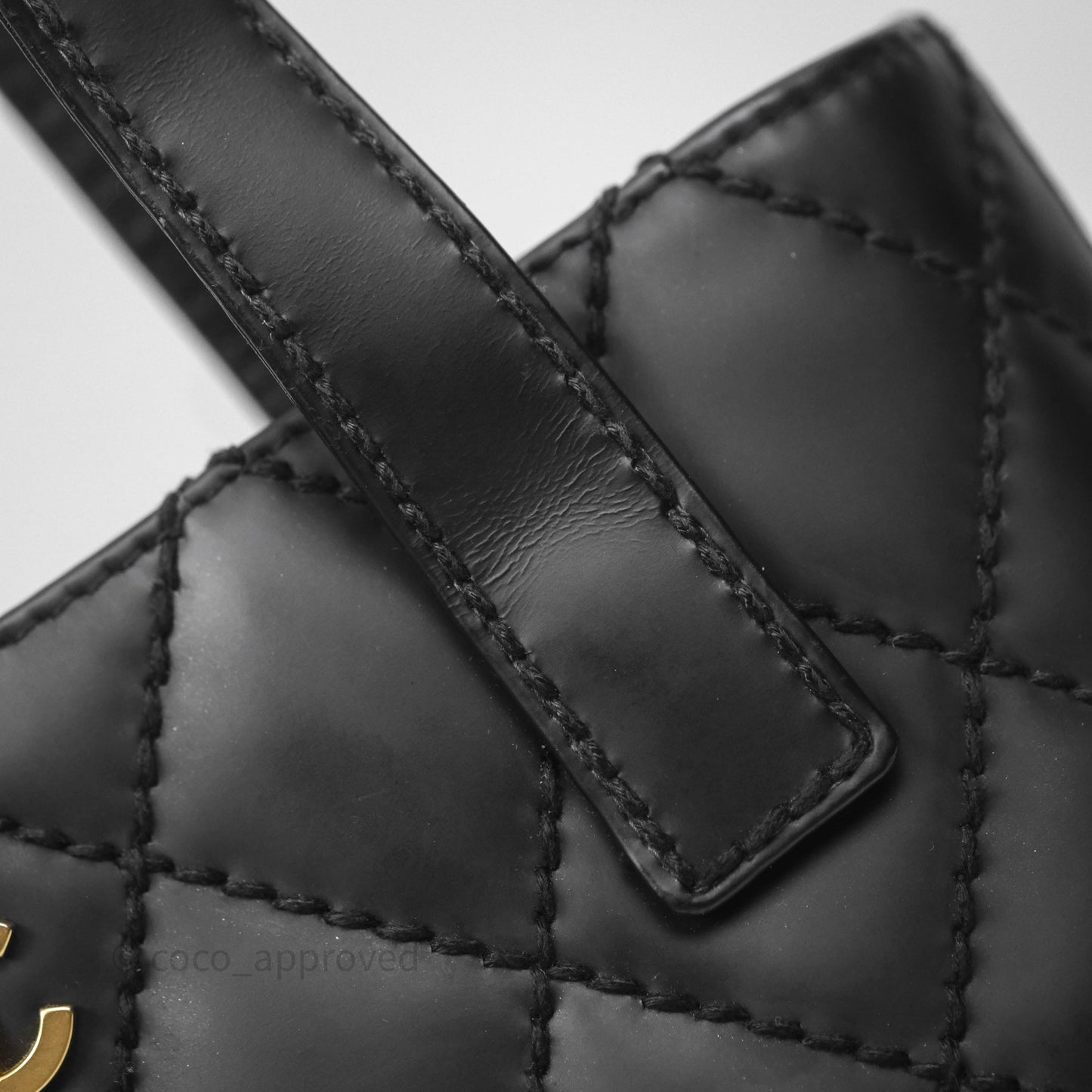 Chanel Vintage Quilted CC Tote Bag Matte Black Calfskin Gold Hardware