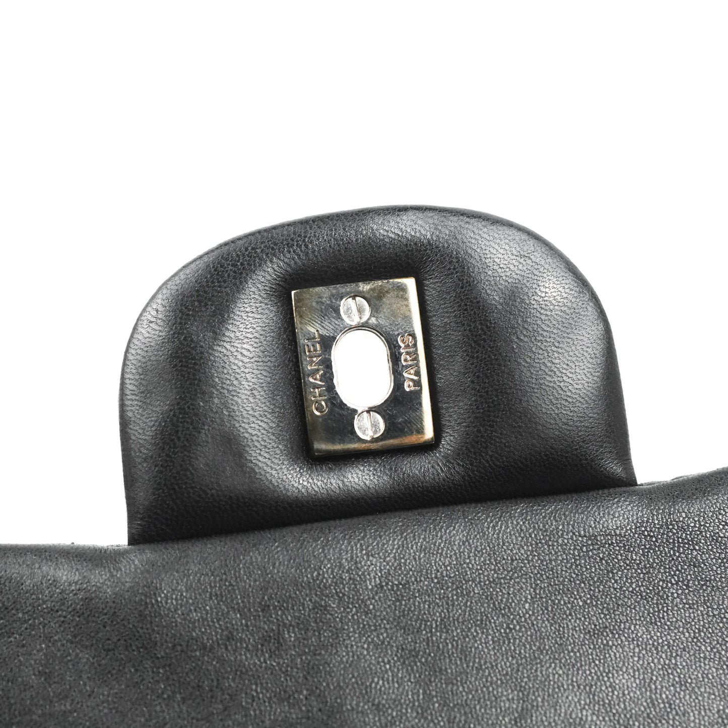 Chanel Single Flap Maxi Lambskin Black Silver Hardware