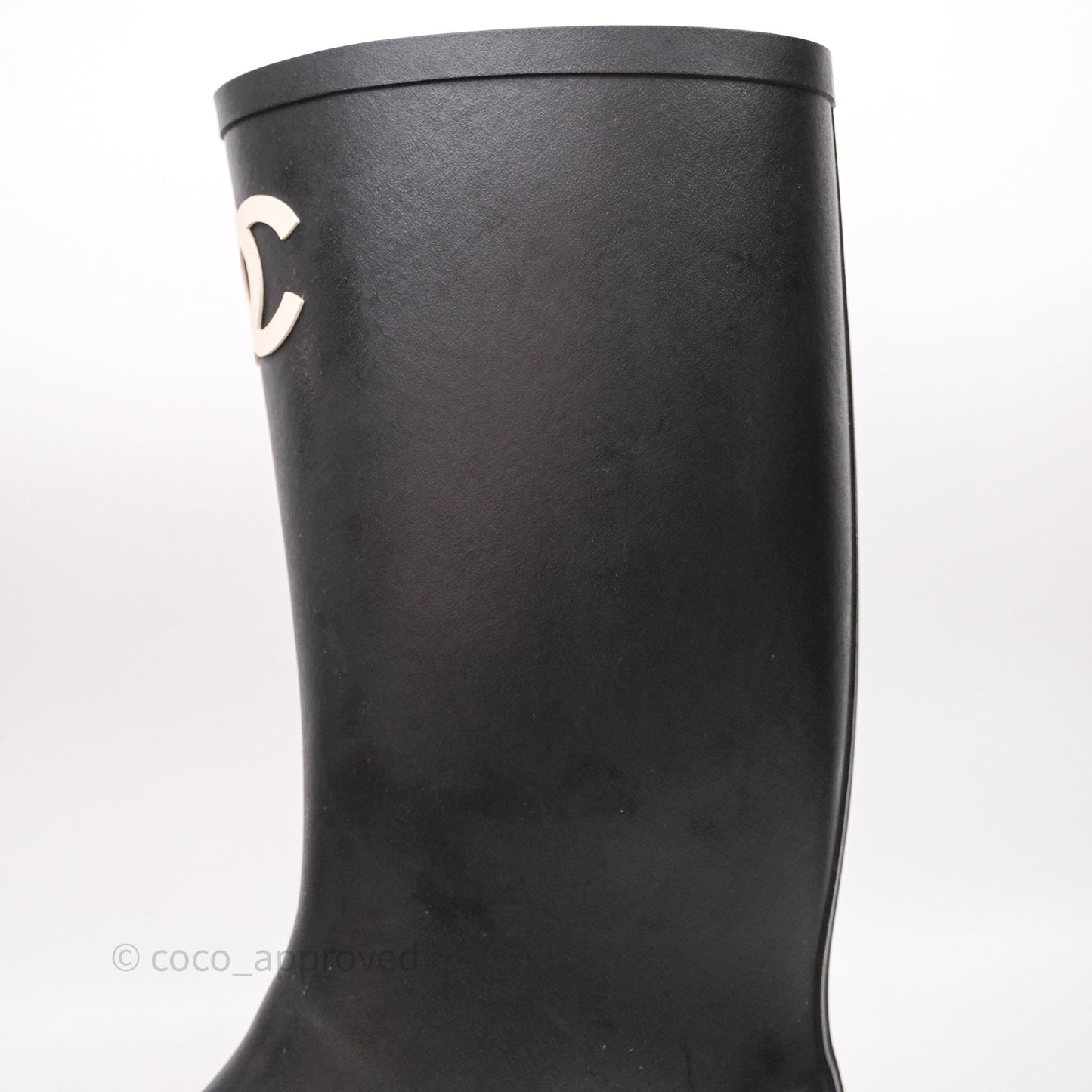 Chanel CC Black Rubber Rain Boots Size 39