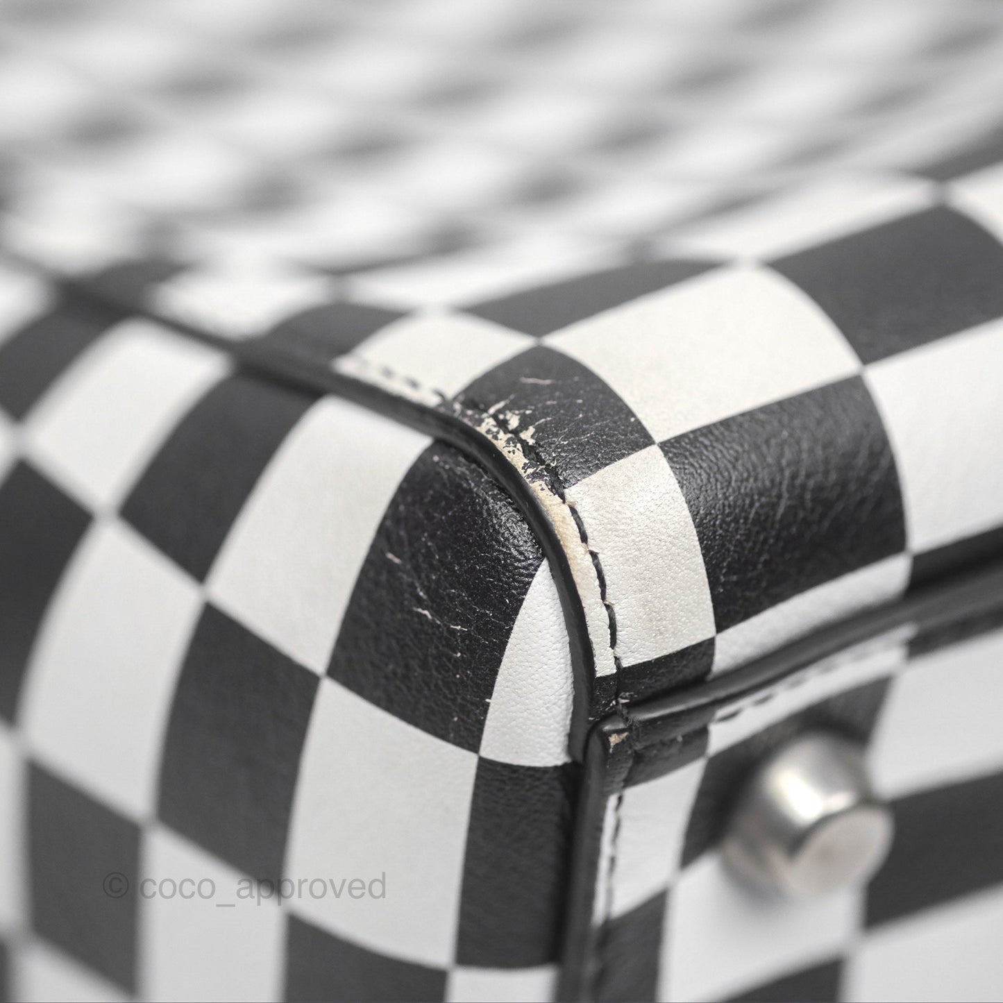 Christian Dior Medium Lady Dior Checkered Black/ White Calfskin
