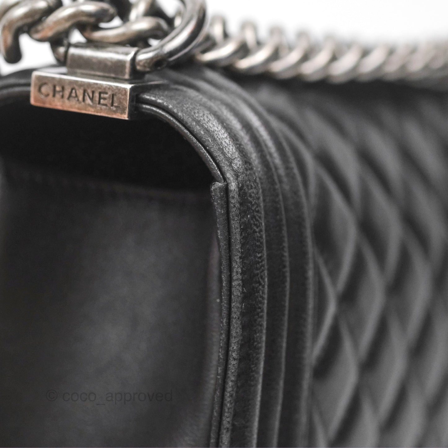 Chanel Quilted Medium Boy Black Lambskin Ruthenium Hardware