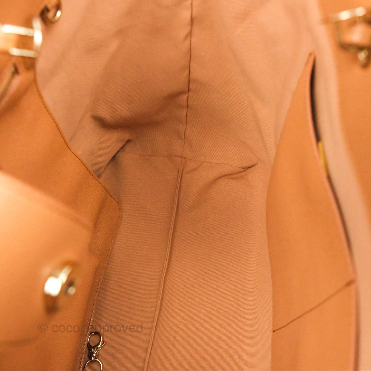 Chanel Large Quilted Caviar Shopping Tote Bag Dark Beige Gold Hardware